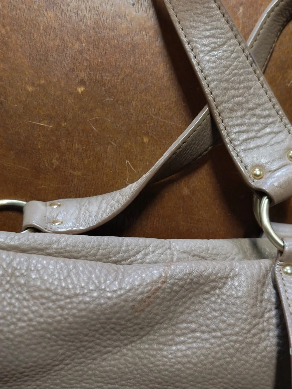 Michael Kors Taupe Leather Shoulder Bag with Buckle Accents
